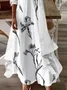 Women Floral Printing Two-Piece Set Daily Three Quarter Sleeve Casual Spring/Fall Dress With Coat Matching Set
