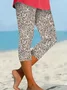 Women's Abstract Capris Elastic Waist Pant Casual Summer Trousers