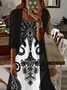 Women Floral Printing Two-Piece Set Daily Three Quarter Sleeve Casual Spring/Fall Dress With Coat Matching Set