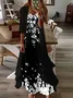 Women Floral Printing Two-Piece Set Daily Three Quarter Sleeve Casual Spring/Fall Dress With Coat Matching Set