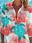 Women's Marine Life Long Sleeve Shirt Spring/Fall Printing Shirt Collar Daily Casual Top