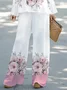 Women's Floral Printing Two-Piece Set Daily Long Sleeve Casual Spring/Fall Top With Pants Matching Set