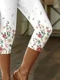 Women's Floral Capris Elastic Waist Pant Casual Summer Trousers