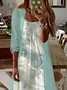 Women Floral Printing Two-Piece Set Daily Three Quarter Sleeve Casual Spring/Fall Dress With Coat Matching Set