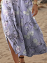 Women Floral Short Sleeve Summer Dress V Neck Daily Casual Maxi A-Line Dress