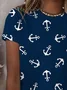 Women's Anchor Short Sleeve Tee T-shirt Crew Neck Printing Casual Summer Graphic Tee Top