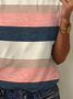 Women's Striped Short Sleeve Tee T-shirt Crew Neck Printing Casual Summer Graphic Tee Top