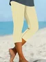 Women's Striped Capris Elastic Waist Pant Casual Summer Trousers