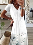 Women's Floral Short Sleeve Summer Printing Dress V Neck Daily Casual Maxi X-Line Dress