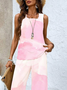 Women's Ombre Printing Two-Piece Set Daily Sleeveless Casual Summer Top With Pants Matching Set