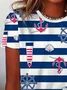 Women's Striped Short Sleeve Tee T-shirt Crew Neck Printing Casual Summer Graphic Tee Top