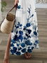Women's Floral Short Sleeve Summer Printing Dress V Neck Daily Casual Maxi X-Line Dress