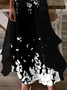 Women Floral Printing Two-Piece Set Daily Three Quarter Sleeve Casual Spring/Fall Dress With Coat Matching Set