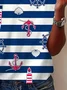 Women's Striped Short Sleeve Tee T-shirt Crew Neck Printing Casual Summer Graphic Tee Top
