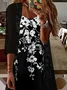 Women Floral Printing Two-Piece Set Daily Three Quarter Sleeve Casual Spring/Fall Dress With Coat Matching Set
