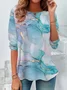 Women's Abstract Long Sleeve Tee T-shirt Crew Neck Printing Casual Spring/Fall Graphic Tee Top