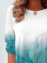 Women's Abstract Long Sleeve Tee T-shirt Crew Neck Printing Casual Spring/Fall Graphic Tee Top