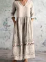 Women Floral Long Sleeve Spring/Fall Dress V Neck Daily Casual Maxi A-Line Dress