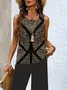 Women's Geometric Printing Two-Piece Set Daily Sleeveless Casual Summer Top With Pants Matching Set