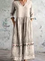 Women Floral Long Sleeve Spring/Fall Dress V Neck Daily Casual Maxi A-Line Dress