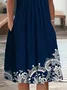 Women's Floral Short Sleeve Summer Printing Dress Crew Neck Daily Casual Midi Fit & Flare Dress H-Line Dress