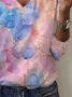 Women's Floral Long Sleeve Tee T-shirt V Neck Printing Casual Spring/Fall Graphic Tee Top