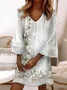 Women Floral Long Sleeve Spring/Fall Dress V Neck Daily Casual Mini A-Line Dress