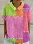 Women Striped Short Sleeve Shirt Summer Shirt Collar Daily Casual Top