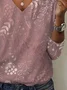 Women's Floral Long Sleeve Tee T-shirt V Neck Printing Casual Spring/Fall Graphic Tee Top