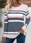 Women Striped Long Sleeve Tee T-shirt Crew Neck Casual Spring/Fall Top