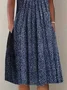 Women's Floral Short Sleeve Summer Printing Dress Crew Neck Daily Casual Midi Fit & Flare Dress H-Line Dress
