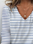 Women's Striped Long Sleeve Tee T-shirt V Neck Printing Casual Spring/Fall Graphic Tee Top