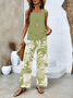 Women's Floral Printing Two-Piece Set Daily Sleeveless Casual Summer Top With Pants Matching Set