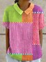 Women Striped Short Sleeve Shirt Summer Shirt Collar Daily Casual Top