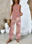 Women's Geometric Printing Two-Piece Set Daily Sleeveless Casual Summer Top With Pants Matching Set