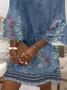 Women's Floral Half Sleeve Summer Printing Dress V Neck Daily Casual Midi Classic H-Line Dress