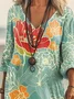 Women Floral Short Sleeve Summer Dress V Neck Daily Vintage Maxi T-Shirt Dress A-Line Dress