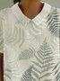 Women Leaf Half Sleeve Blouse Summer Shawl Collar Daily Casual Top