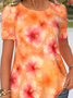Women Floral Short Sleeve Tee T-shirt Crew Neck Casual Summer Top