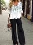 Women's Floral Printing Two-Piece Set Daily Long Sleeve Casual Spring/Fall Top With Pants Matching Set