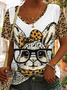 Women Easter (rabbit) Short Sleeve Tee T-shirt V Neck Casual Summer Top