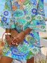 Women's Floral Half Sleeve Summer Printing Dress V Neck Daily Casual Midi Classic H-Line Dress