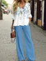 Women's Floral Printing Two-Piece Set Daily Long Sleeve Casual Spring/Fall Top With Pants Matching Set