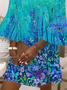 Women's Floral Half Sleeve Summer Printing Dress V Neck Daily Casual Midi Classic H-Line Dress