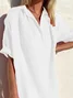 Women's Plain Half Sleeve Summer Printing Dress Shirt Collar Daily Casual Maxi Shirt Dress H-Line Dress