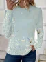 Women's Long Sleeve Tee T-shirt Spring/Fall Floral Printing Crew Neck Casual Graphic Tee Top