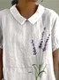 Women Floral Half Sleeve Blouse Summer Shawl Collar Daily Casual Top