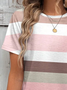 Women's Striped Short Sleeve Tee T-shirt Crew Neck Printing Casual Summer Graphic Tee Top