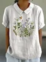 Women Floral Half Sleeve Blouse Summer Shawl Collar Daily Casual Top
