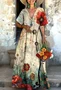 Women Floral Short Sleeve Summer Dress V Neck Daily Casual Maxi A-Line Dress